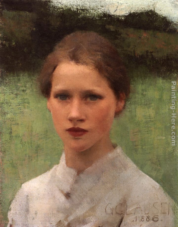 A Village Maiden painting - Sir George Clausen A Village Maiden art painting